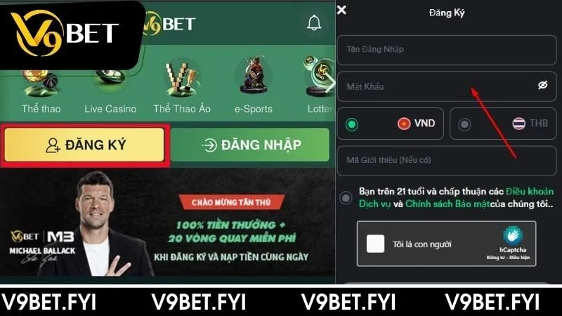 Đăng ký tài khoản V9BET 