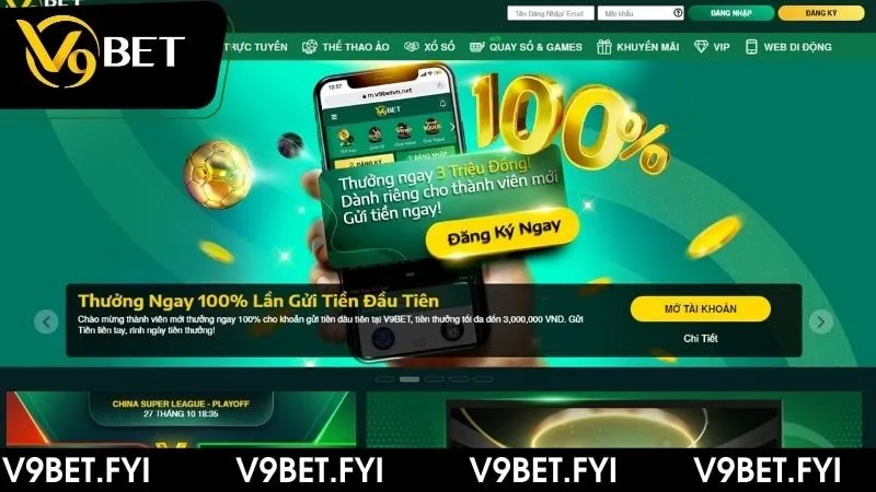 Giao diện nhà cái V9BET đẹp mắt và hợp thời